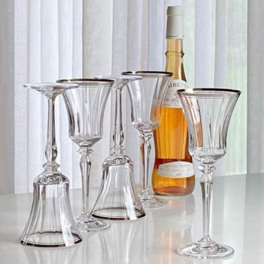 6/ Vintage Mikasa Jamestown Platinum Trim Glasses - Set of 6
